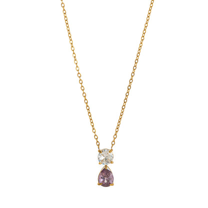 Birthstone Zircon Necklace – 18K Gold Vintage Pendant | STUD