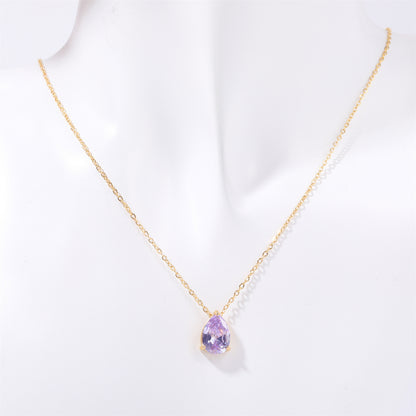 Pear-Shaped Zircon Birthstone Necklace – 18K Gold | STUD