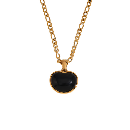 Detail view of Black Onyx Heart Necklace by STUD