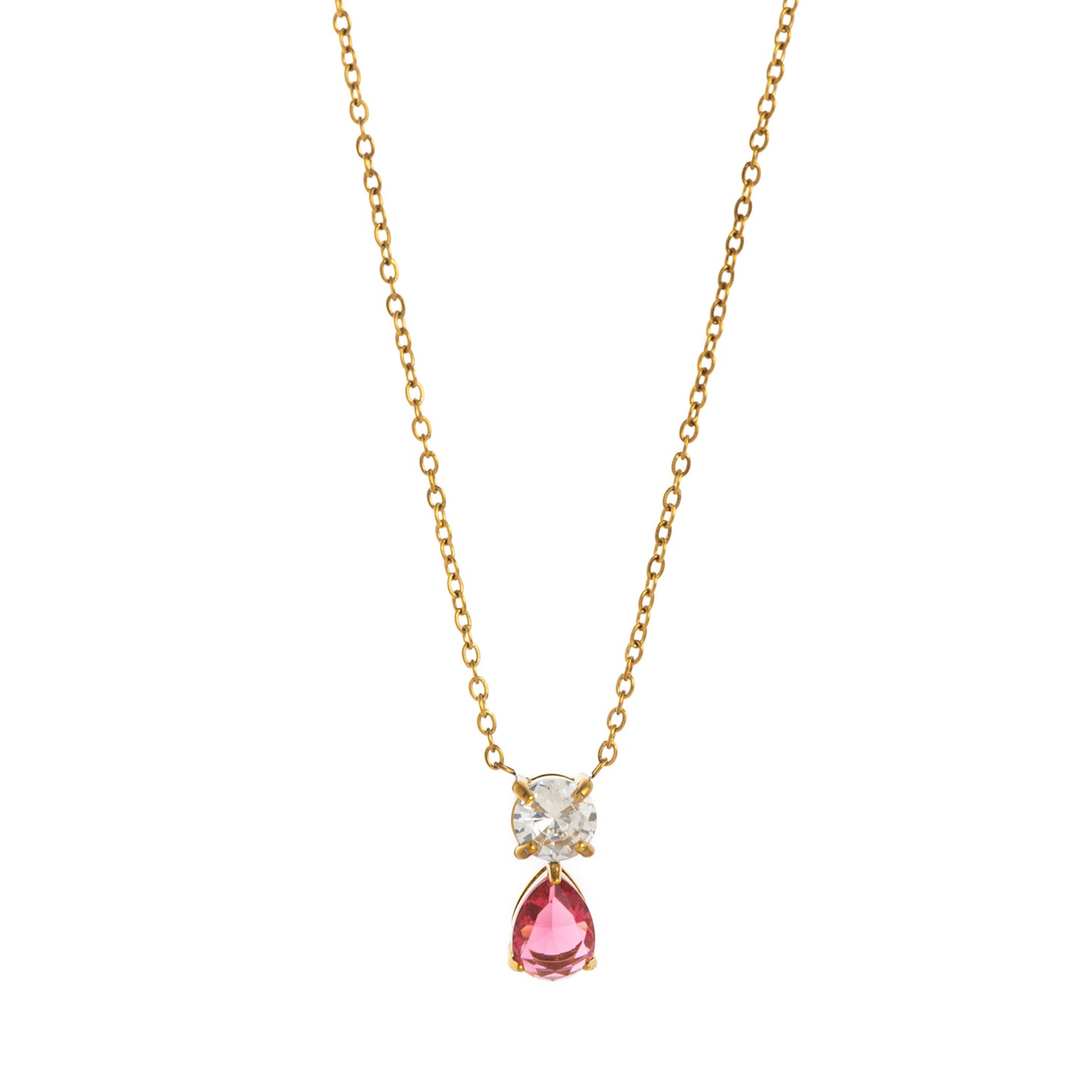 Birthstone Zircon Necklace – 18K Gold Vintage Pendant | STUD