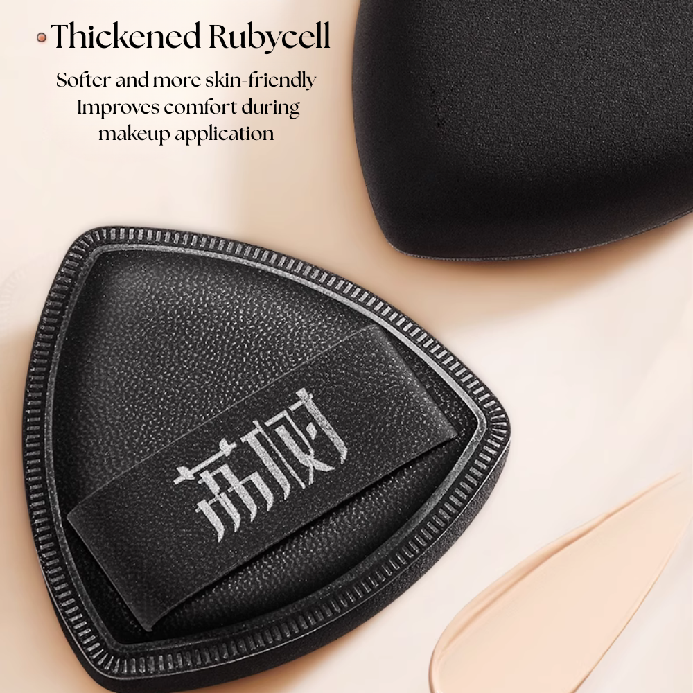 Lishu Black Makeup Puff with Blade Foundation Brush – Perfect Duo for Smooth Base