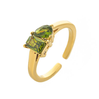 Birthstone Ring – 18K Gold Mix Zircon Band | STUD