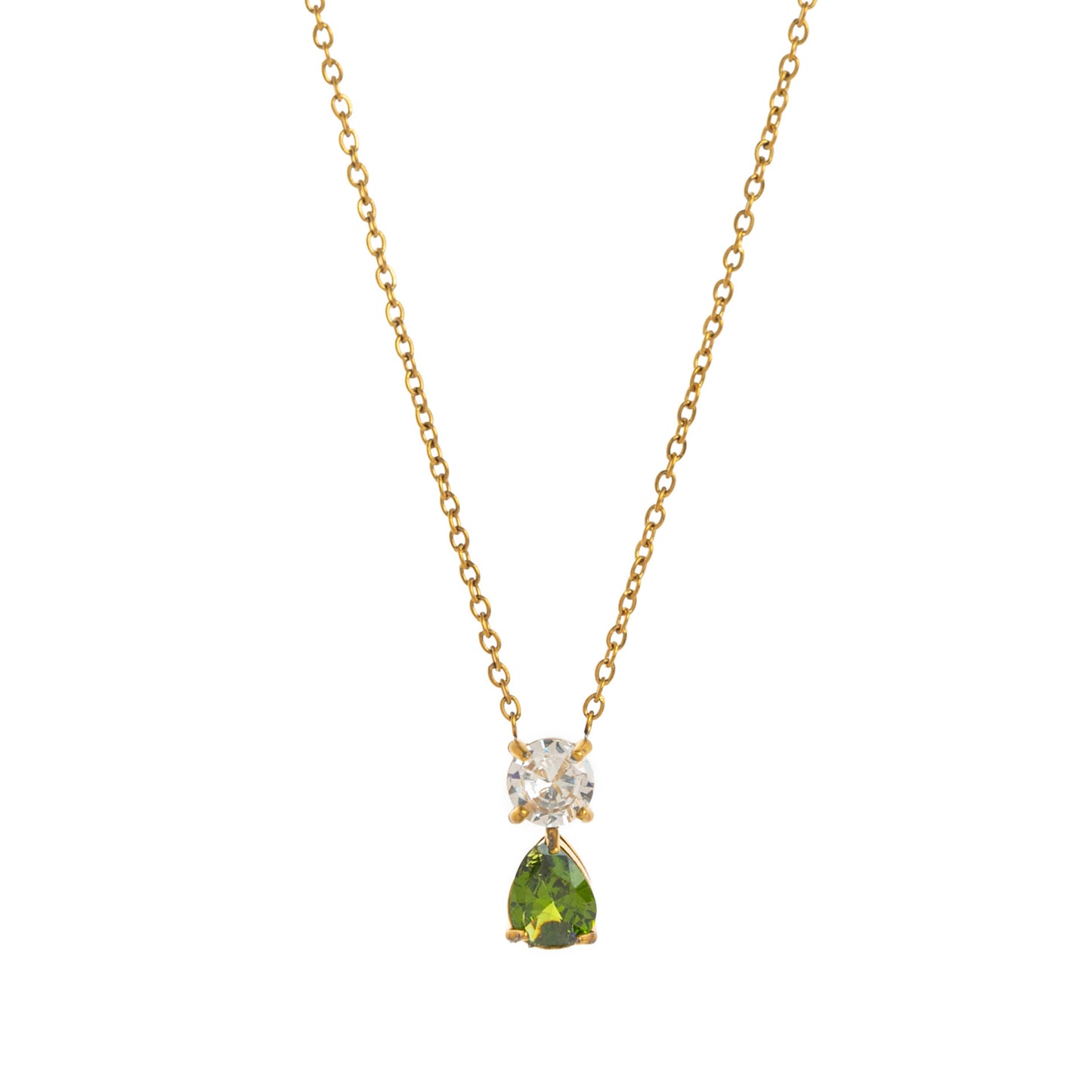 Birthstone Zircon Necklace – 18K Gold Vintage Pendant | STUD