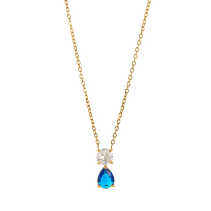 Birthstone Zircon Necklace – 18K Gold Vintage Pendant | STUD