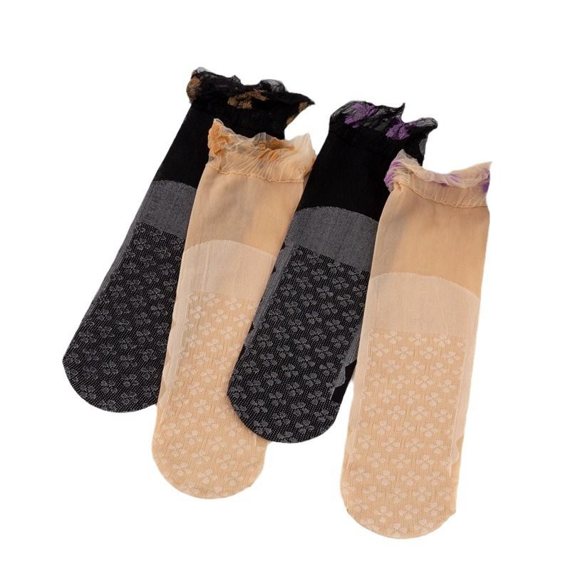 Lace Edge Non-Slip Short Socks for Women