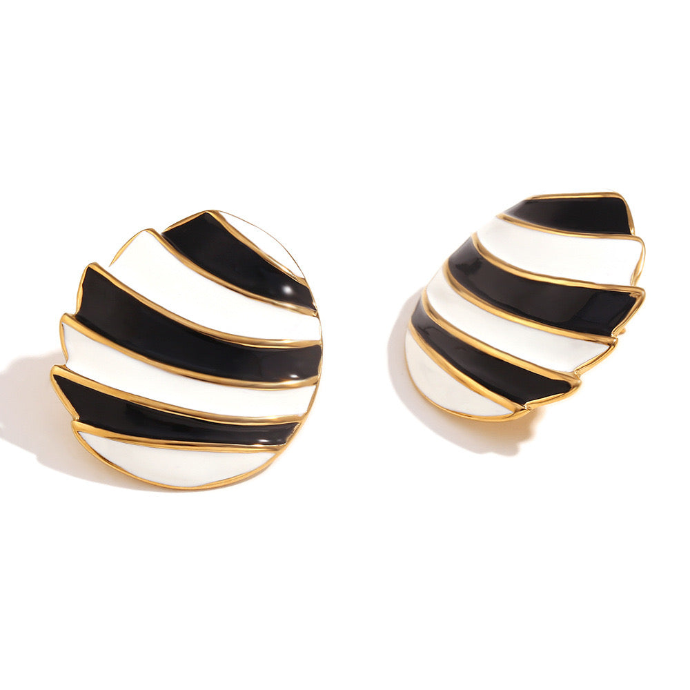 Black And White Striped Earrings