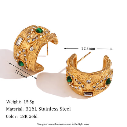Size Details of Evil eye gold earrings with colorful zircon stones – 18K gold-plated, waterproof by STUD (Shop Till You Drop)
