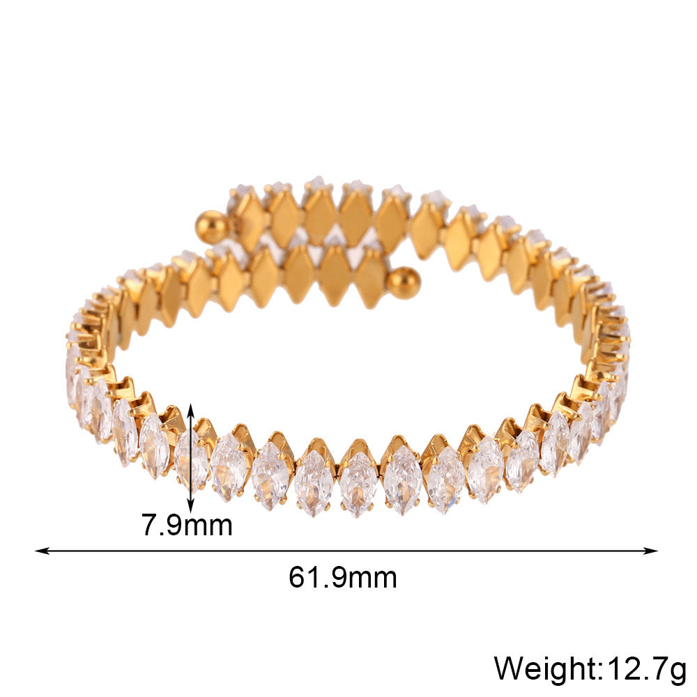 Gold and Diamond-Accented Adjustable Bracelet