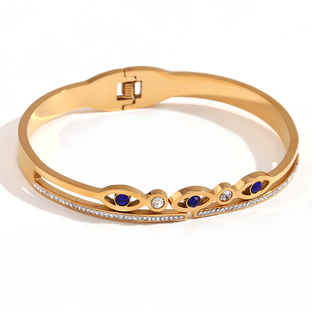 Gold Evil Eye Zircon Rhinestone Bracelet