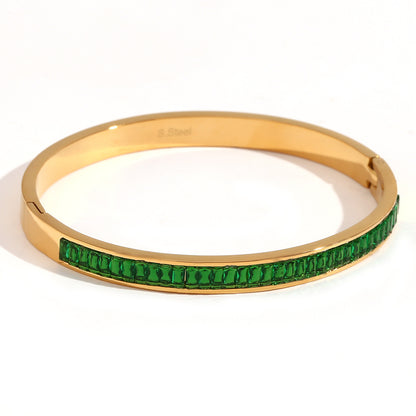 18K gold bracelet with green zircon stones – waterproof and elegant – STUD