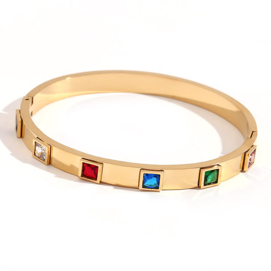 Gold Bracelet With Colorful Zircon
