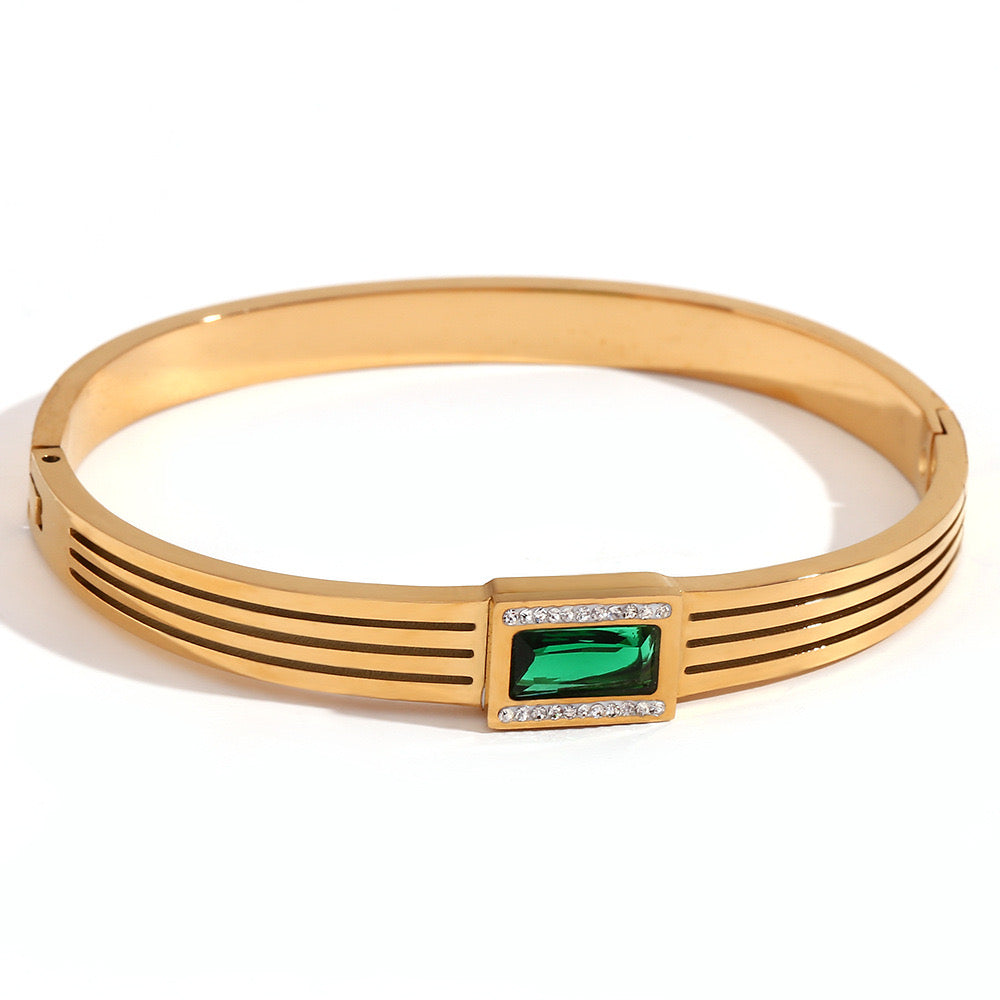 Gold Bracelet With Green Cubic Zircon