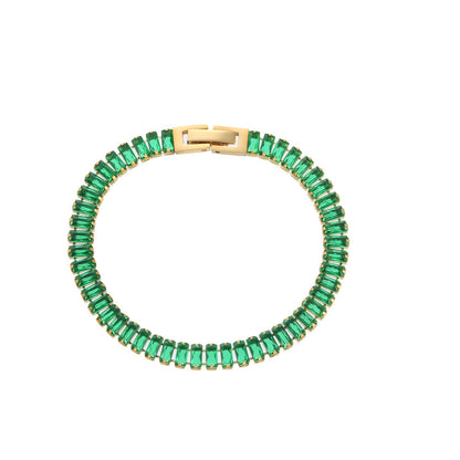Close View of 18K gold plated green emerald zircon bracelet – STUD-Shop Till You Drop