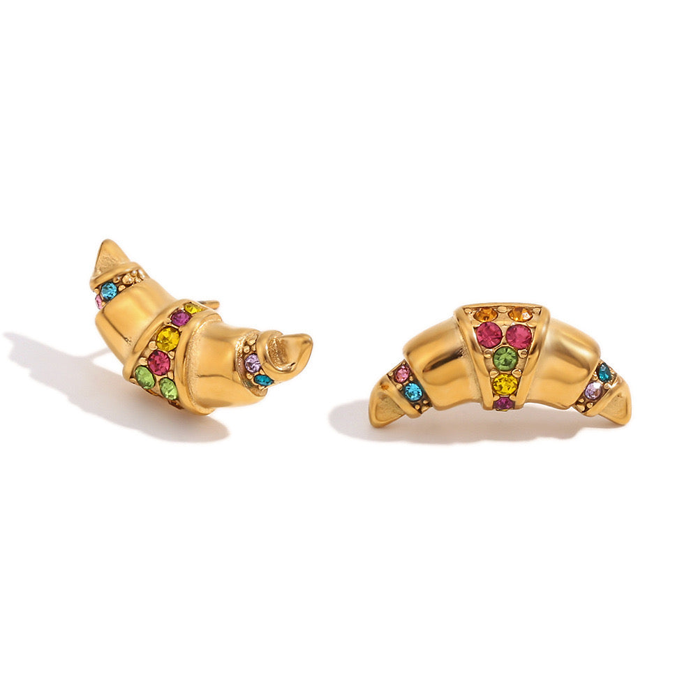 Croissant Colorful Rhinestone Earrings