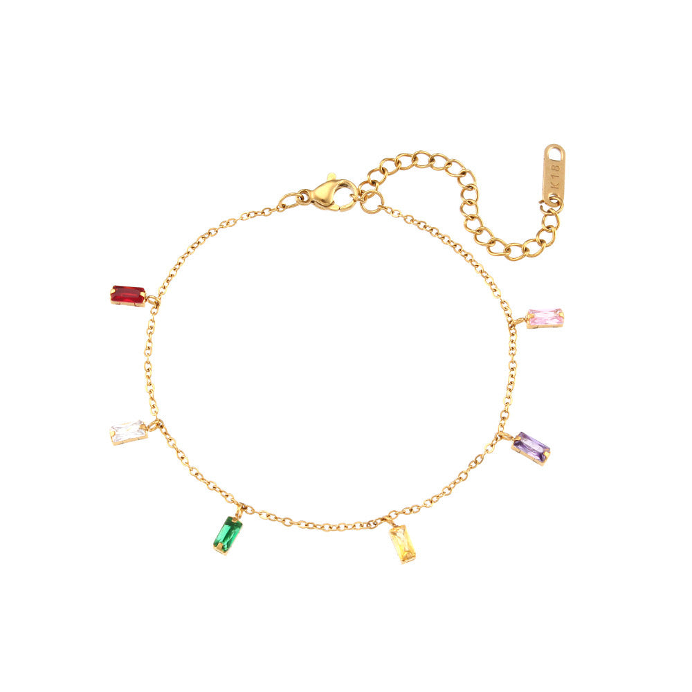 Gold 18k Multi Colored Zircon Bracelet