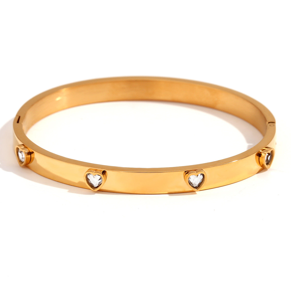 Micro-Paved Heart Zircon Clasp Bangle