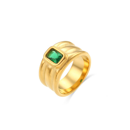 Vintage Green Rectangular Zircon Ring