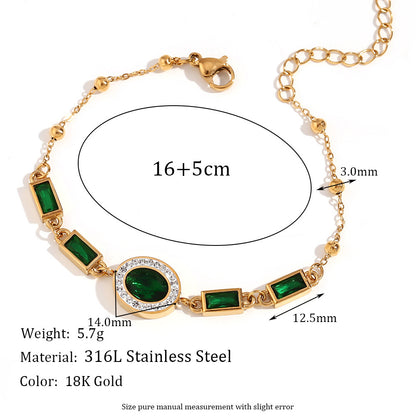 Size Details of Spiritual green stone bracelet with 18K gold finish – waterproof and hypoallergenic – STUD