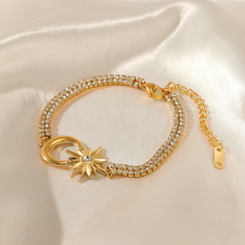 Star and Moon 14K Gold Plated Bracelet