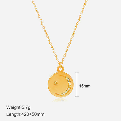 Size Details of Star and moon pendant necklace with zirconia – 14K gold plated by STUD-Shop Till You Drop