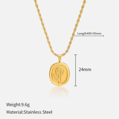 Size Details of Sunflower and rose charm pendant necklace – 18K gold plated vintage design by STUD-Shop Till You Drop