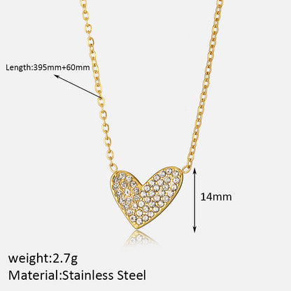 Size Details of Heart of gold necklace with zirconia inlay – gold plated stainless steel by STUD-Shop Till You Drop