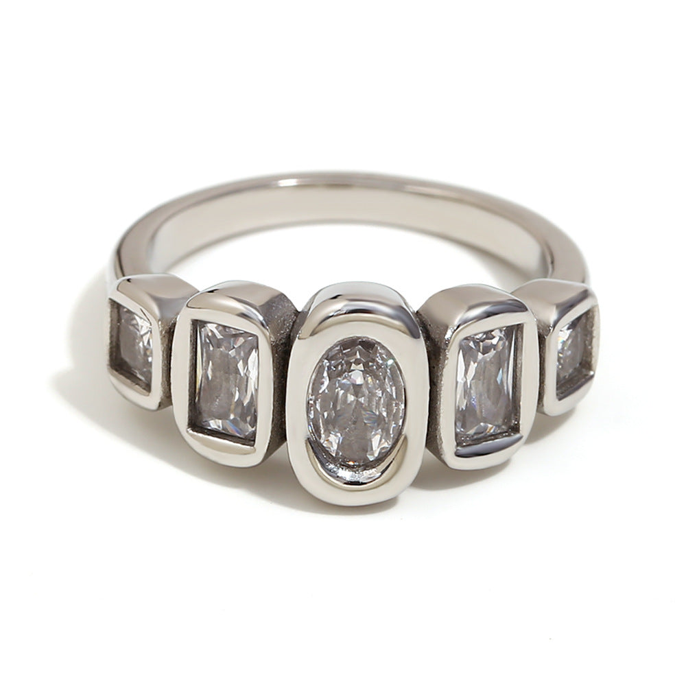 Zircon Stacking Silver Ring