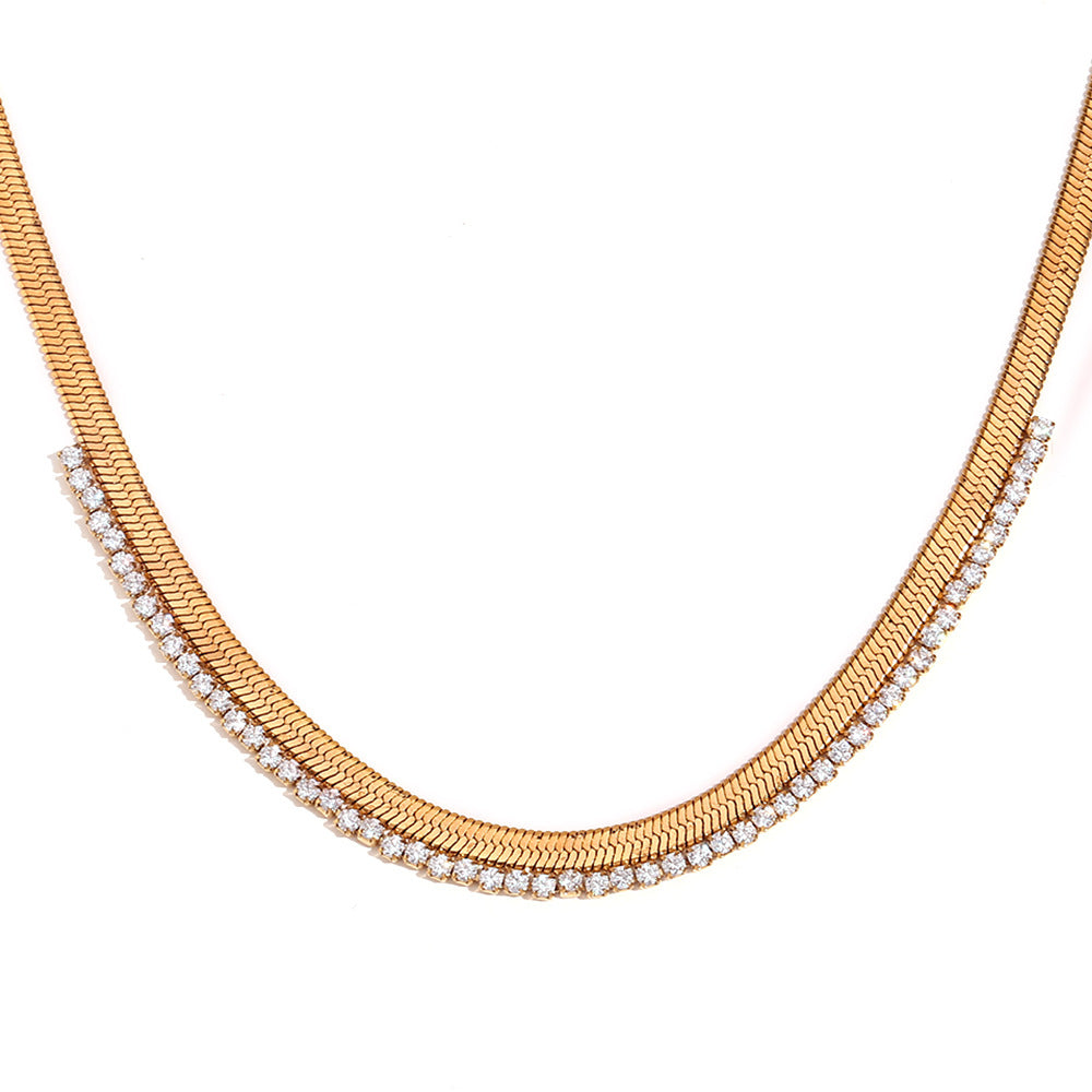 Trendy Fishbone Stitch 18K Gold-Plated Necklace