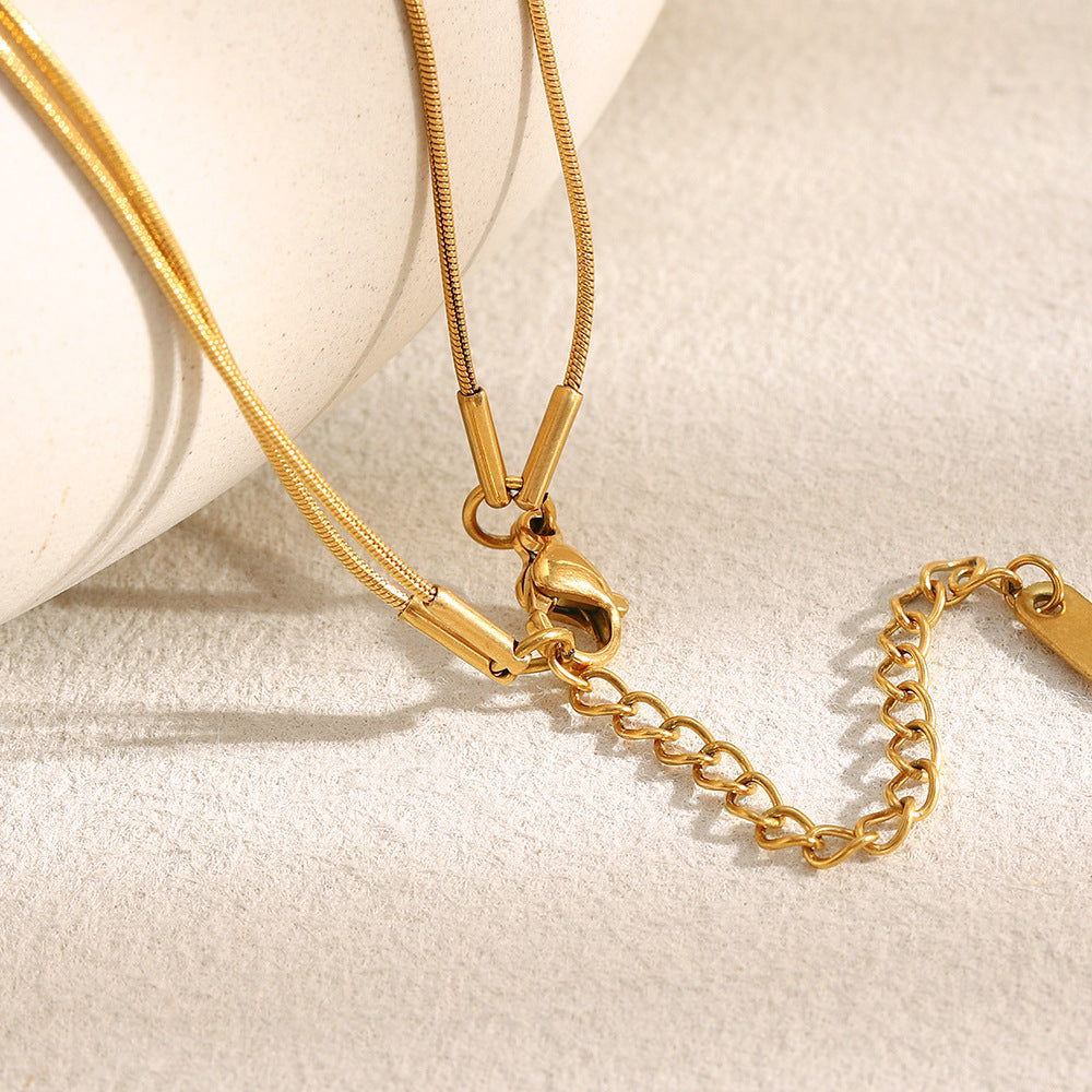 Double layer 18K gold plated snake chain necklace with minimalist design