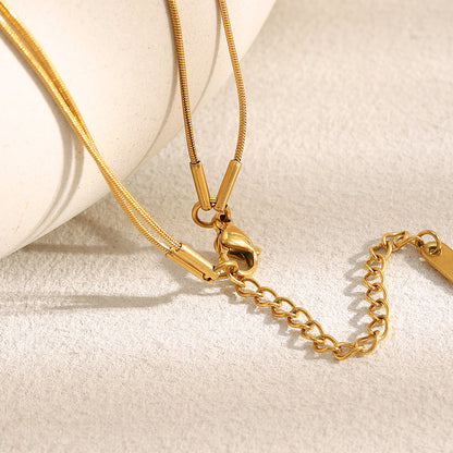 Double layer 18K gold plated snake chain necklace with minimalist design