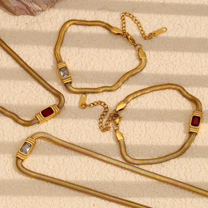 Detail view of Zircon Snake Chain Bracelet by STUD