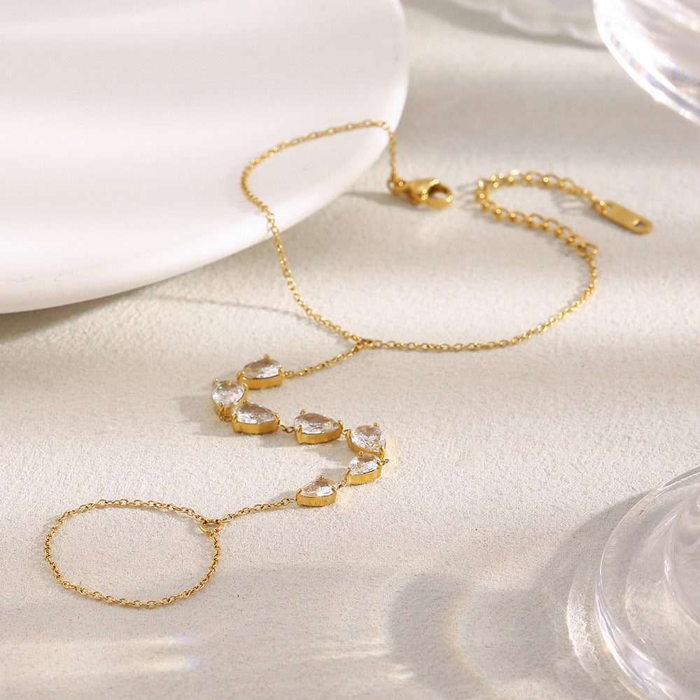 18K gold rope chain hand bracelet for women with adjustable clasp – waterproof and elegant