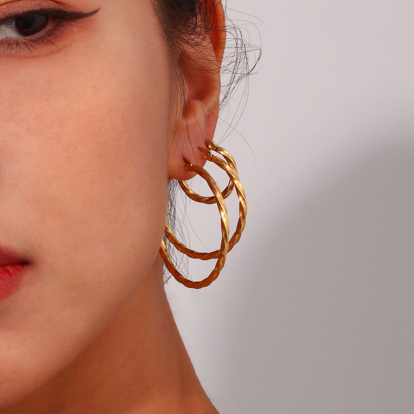 Golden Twist Hoop Earrings
