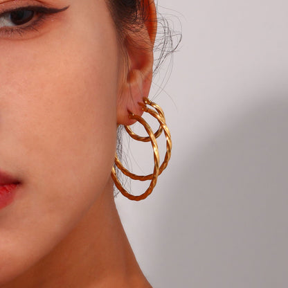 Golden Twist Hoop Earrings