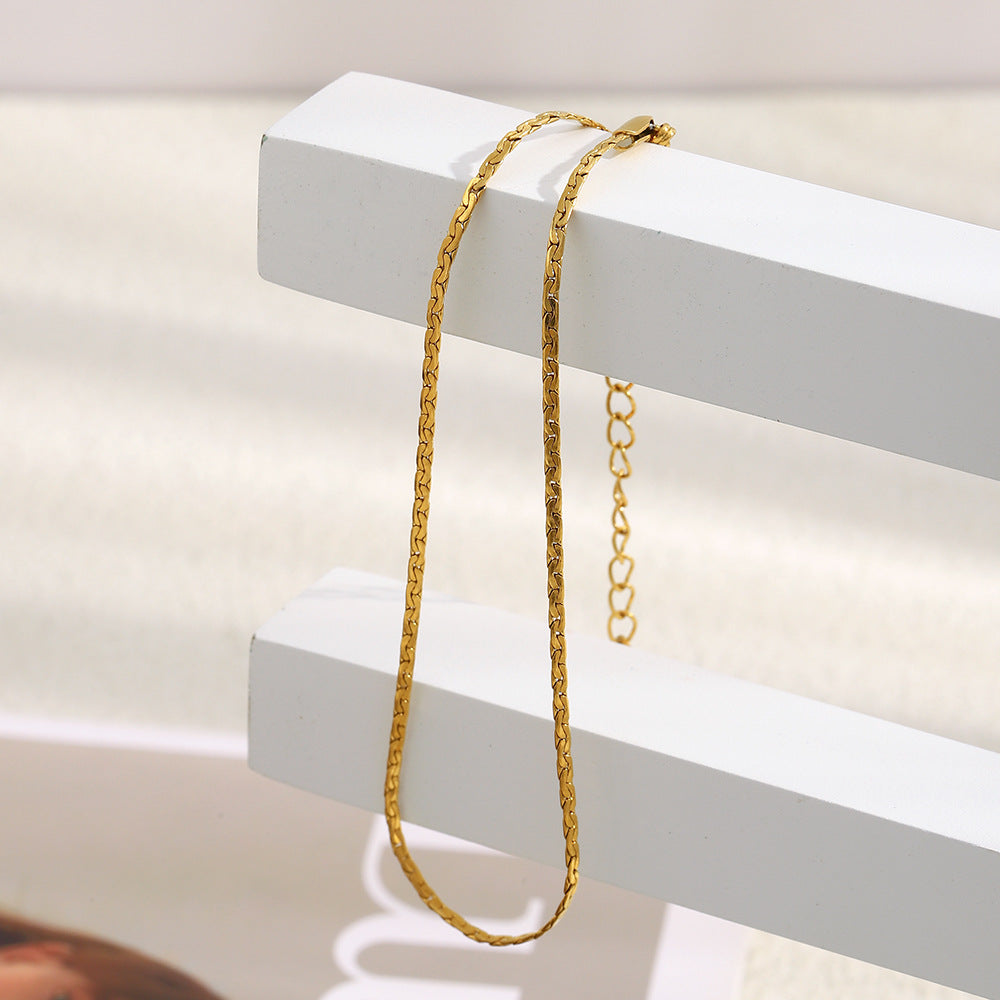 STUD 18K gold-plated twist chain anklet, minimalist waterproof foot jewelry