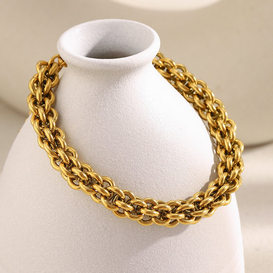 18K gold plated chunky lantern chain bracelet in stainless steel – hip-hop vintage style by STUD