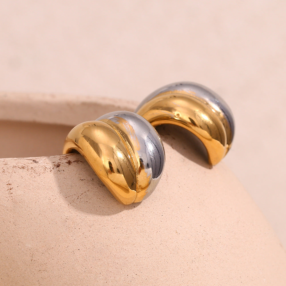 Two Tone 18K Gold-Plated Stud Earrings for Women