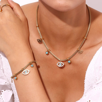 Turquoise evil eye necklace – 18K gold plated, waterproof symbolic design by STUD-Shop Till You Drop