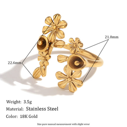 Size details of Golden Bloom Flower Ring