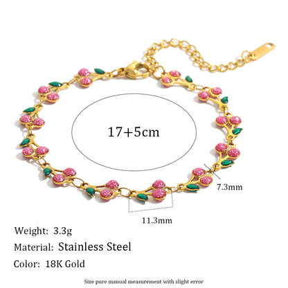 18K Gold Cherry Enamel Bracelet/Anklet | Playful & Trendy
