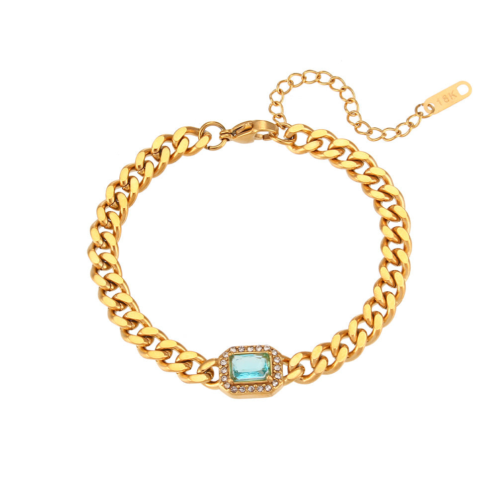 Trendy Cuban Chain Pearl & Zircon Stone Bracelet