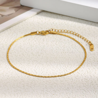 STUD 18K gold-plated twist chain anklet, minimalist waterproof foot jewelry