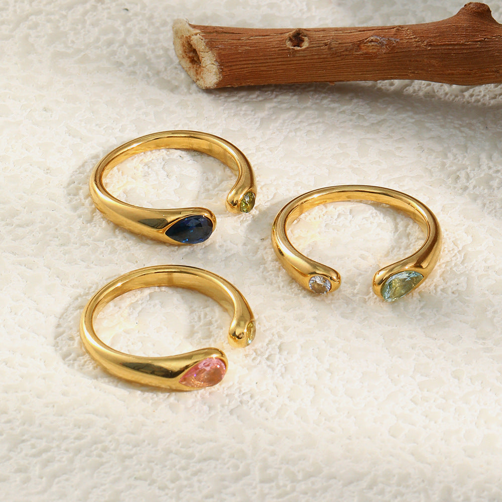 Pink stone Serpent Zircon Ring detail