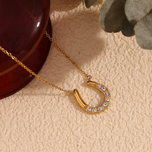 Golden Horseshoe Pendant Necklace