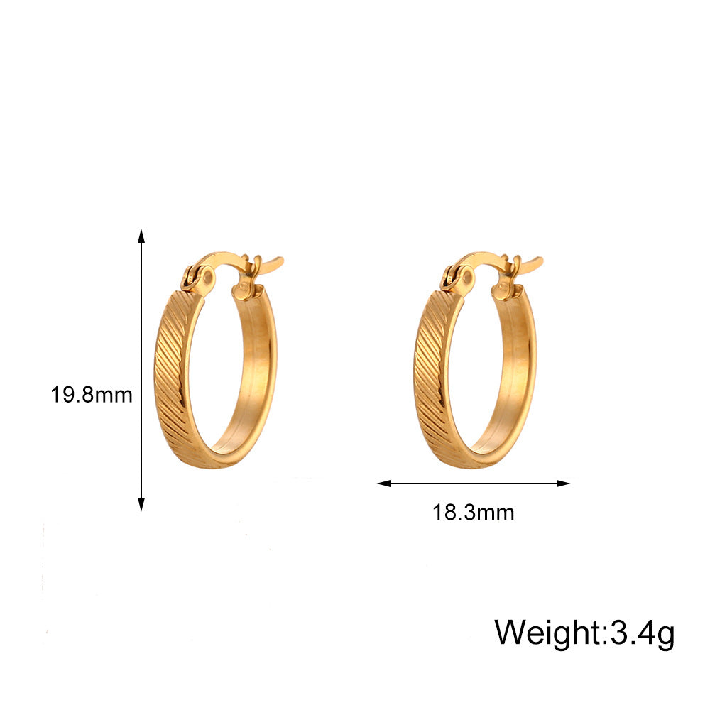 STUD 18K gold-plated slanted textured hoop earrings