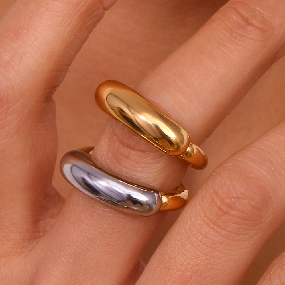 Bold Two-Tone Smile Ring