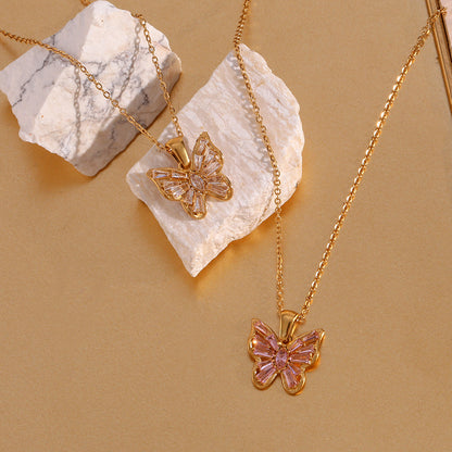Butterfly pendant necklace detail