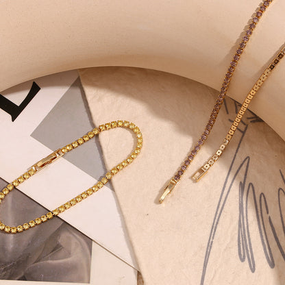 Minimalist Gold Plated Tennis Bracelet - Yellow Stone