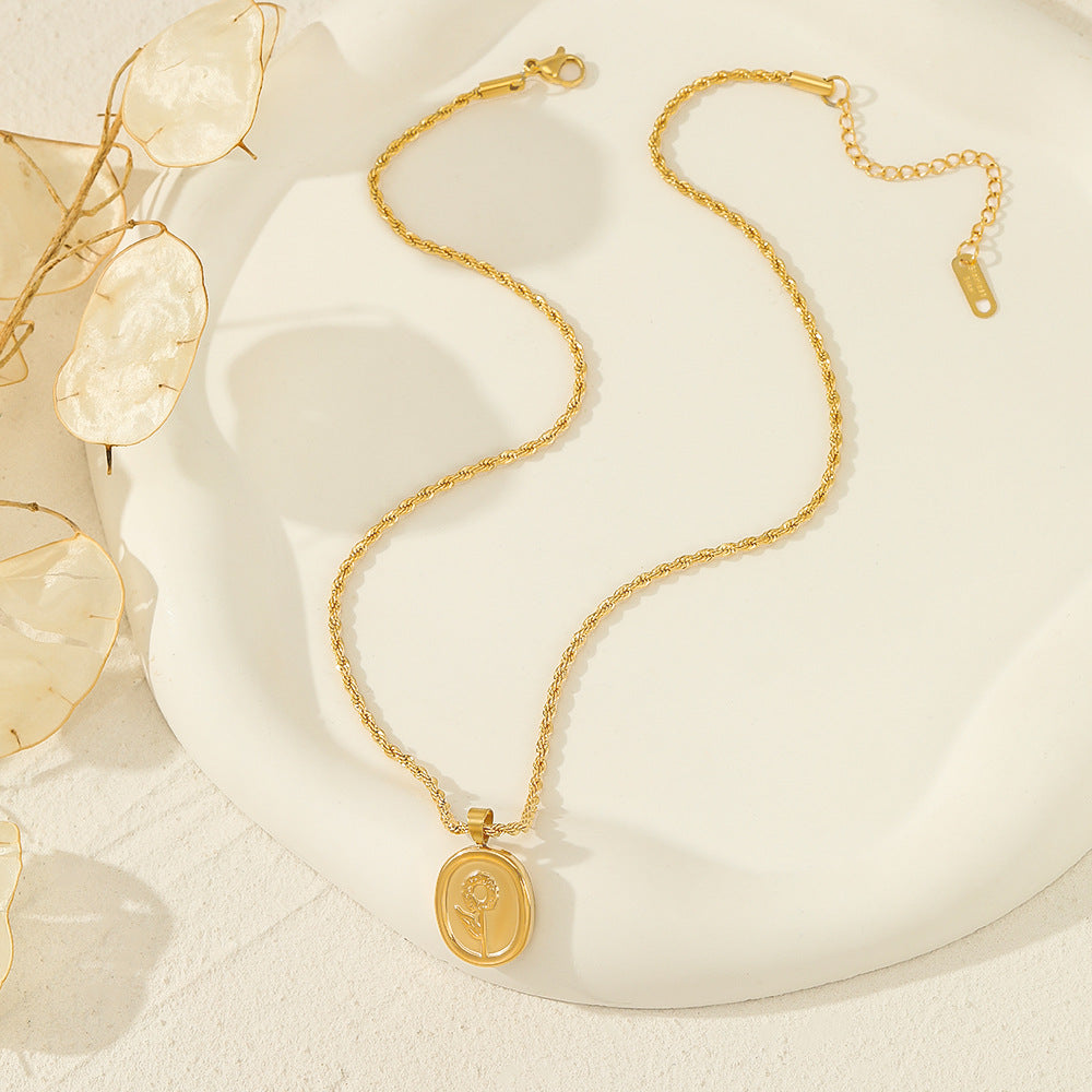 Sunflower Charm 18K Gold Necklace