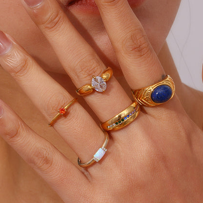 18K Gold Plated Petal Shape Ring – Minimalist Stainless Steel Jewelry – STUD